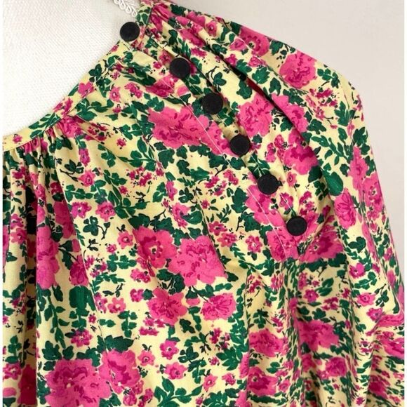 Zara Floral Puff Sleeve Mini Dress Pink Size L / Pristine - Picture 8 of 9